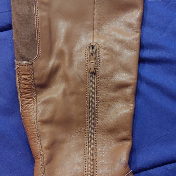 Lucky Brand Generall Tall Leather Riding Boots Fur Cuff - Picture 9 of 9